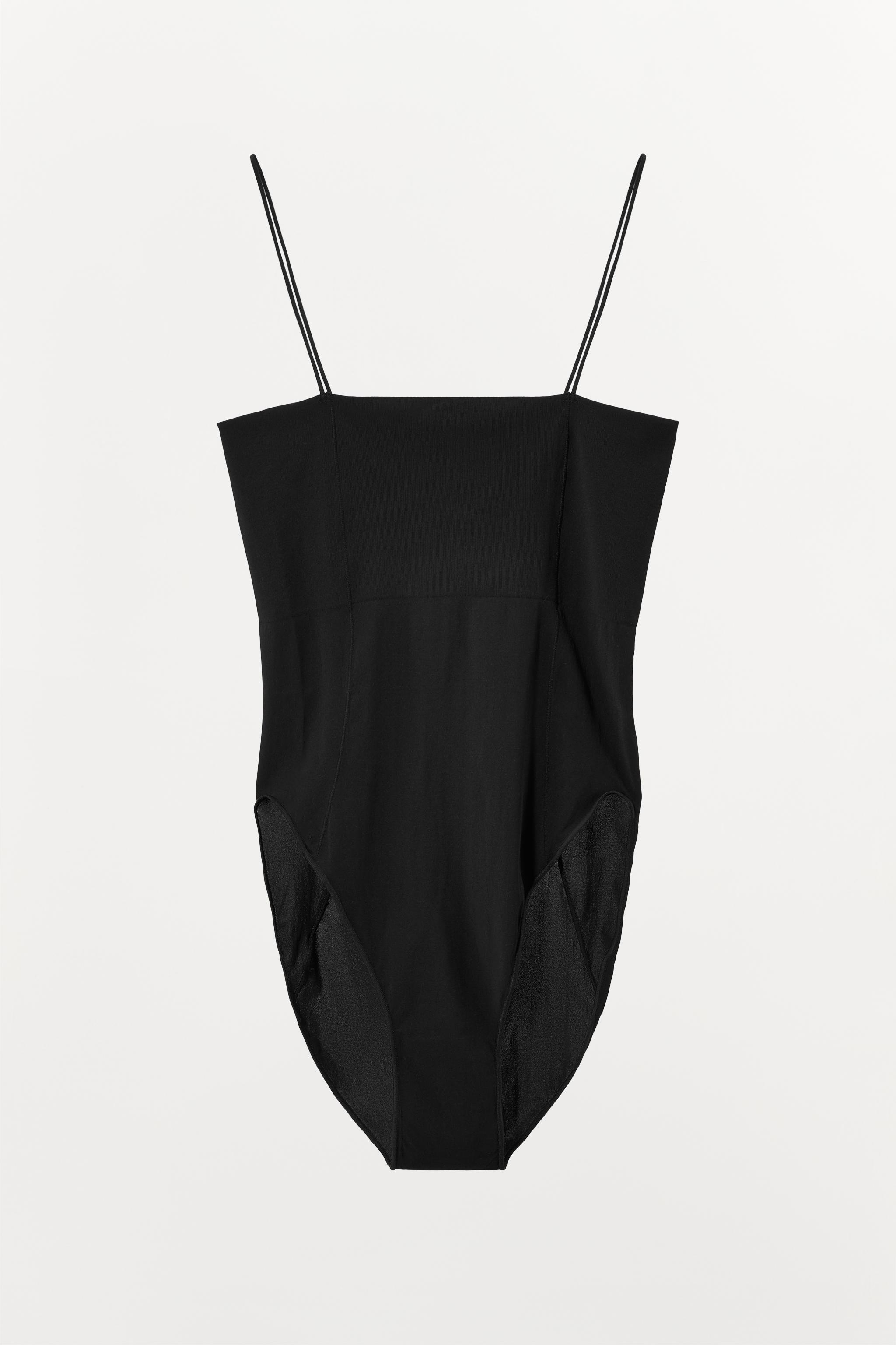 FITTED STRAPPY BODYSUIT WITH SEAMS